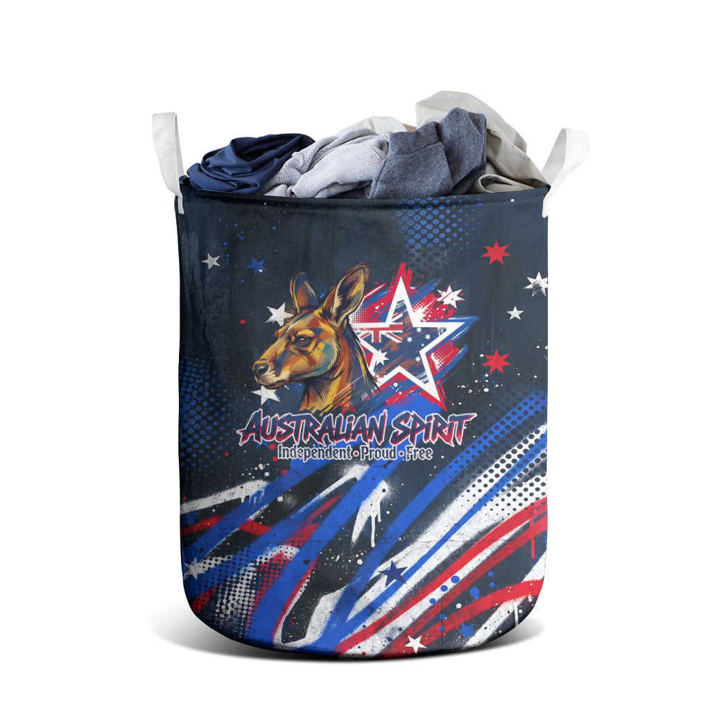 Australian National Flag Day Laundry Basket Kangaroo Mascot and Country Map