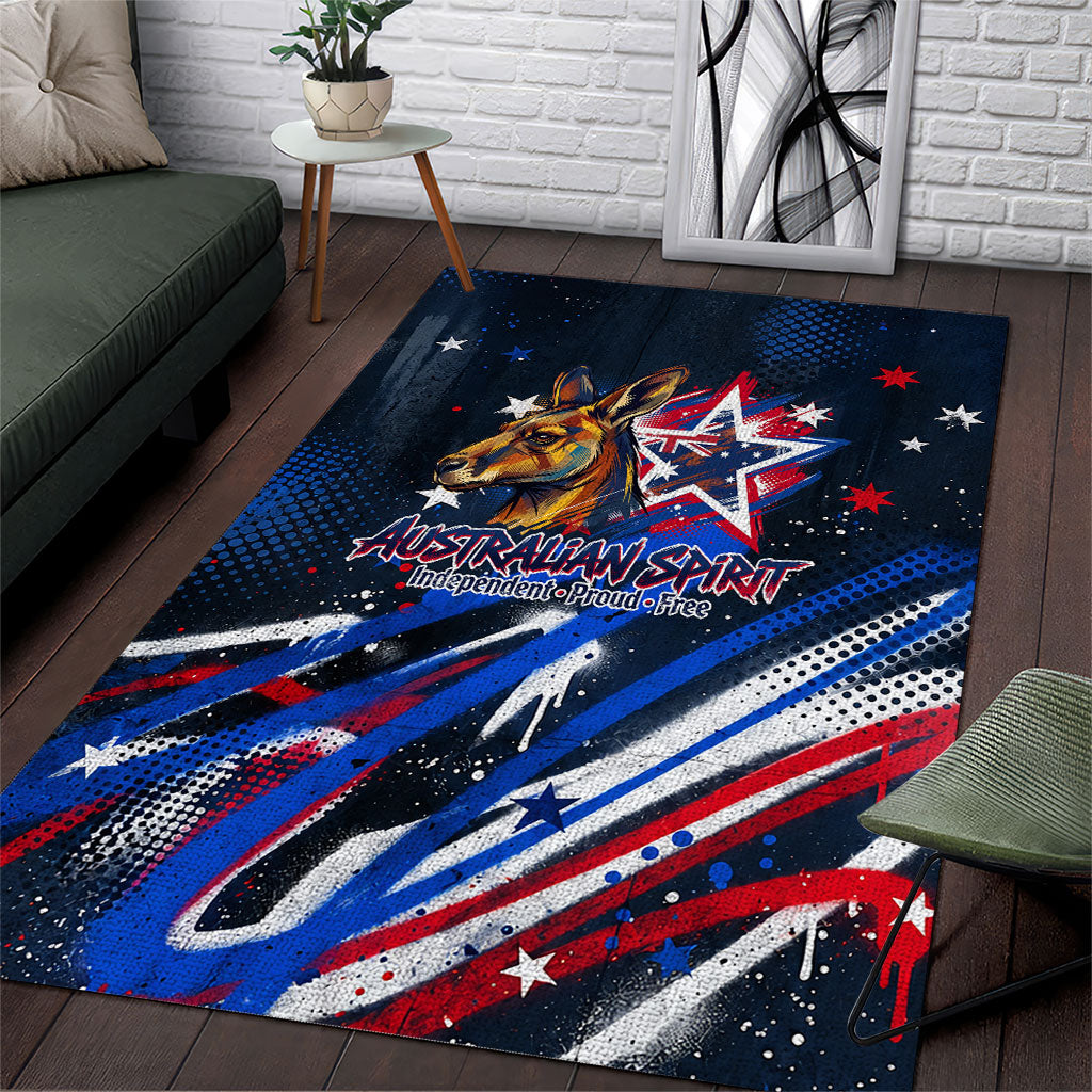 Australian National Flag Day Area Rug Kangaroo Mascot and Country Map