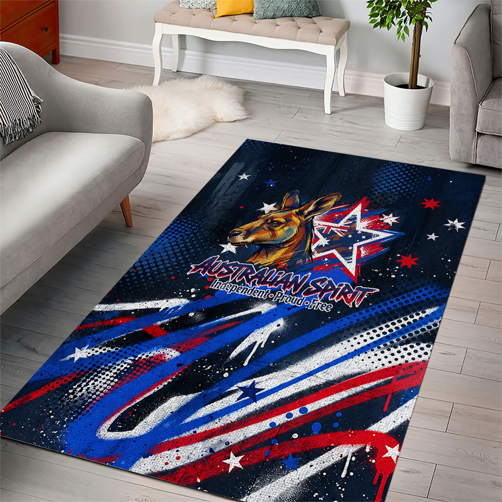 Australian National Flag Day Area Rug Kangaroo Mascot and Country Map