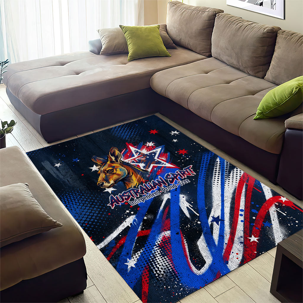 Australian National Flag Day Area Rug Kangaroo Mascot and Country Map