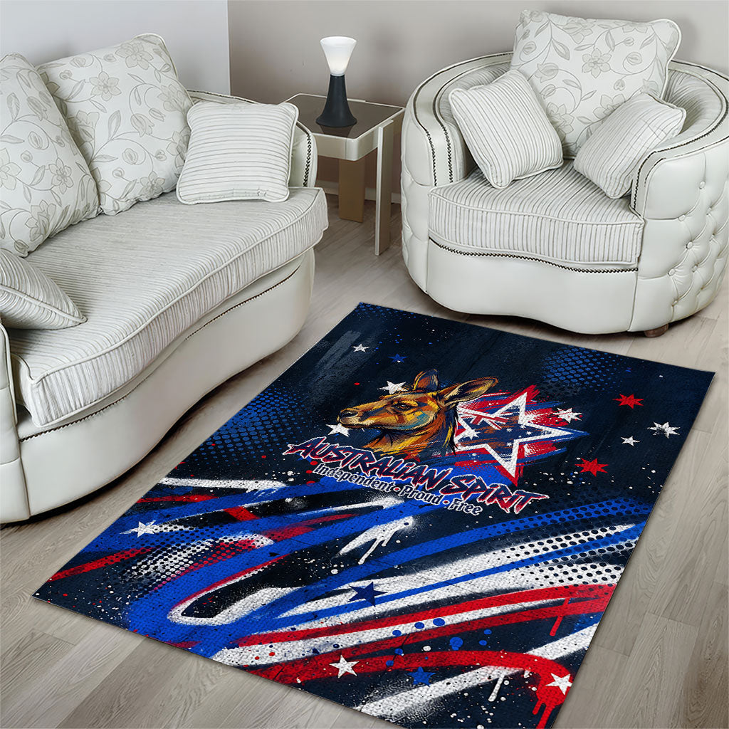Australian National Flag Day Area Rug Kangaroo Mascot and Country Map