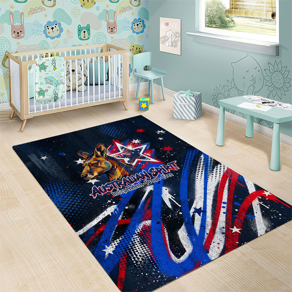 Australian National Flag Day Area Rug Kangaroo Mascot and Country Map