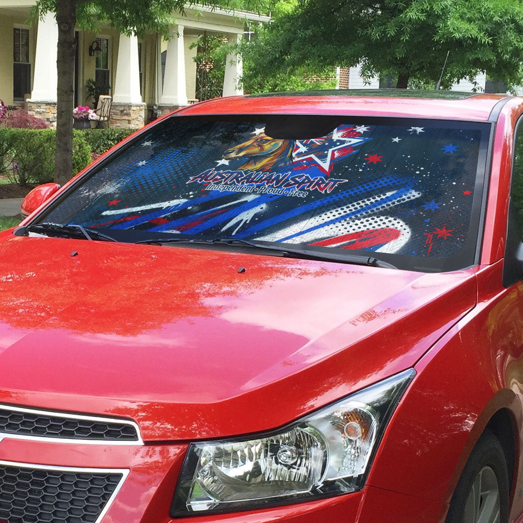 Australian National Flag Day Auto Sun Shade Kangaroo Mascot and Country Map