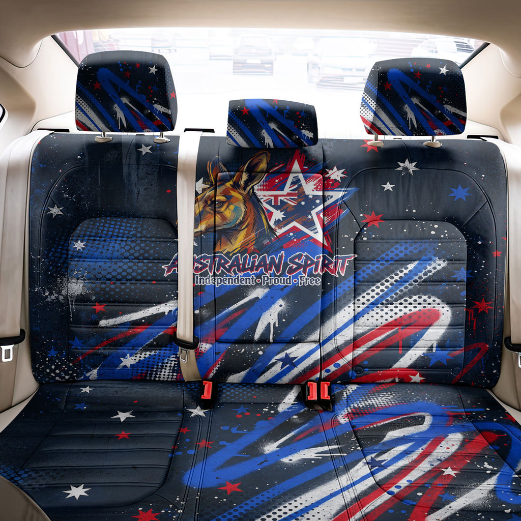 Australian National Flag Day Back Car Seat Cover Kangaroo Mascot and Country Map