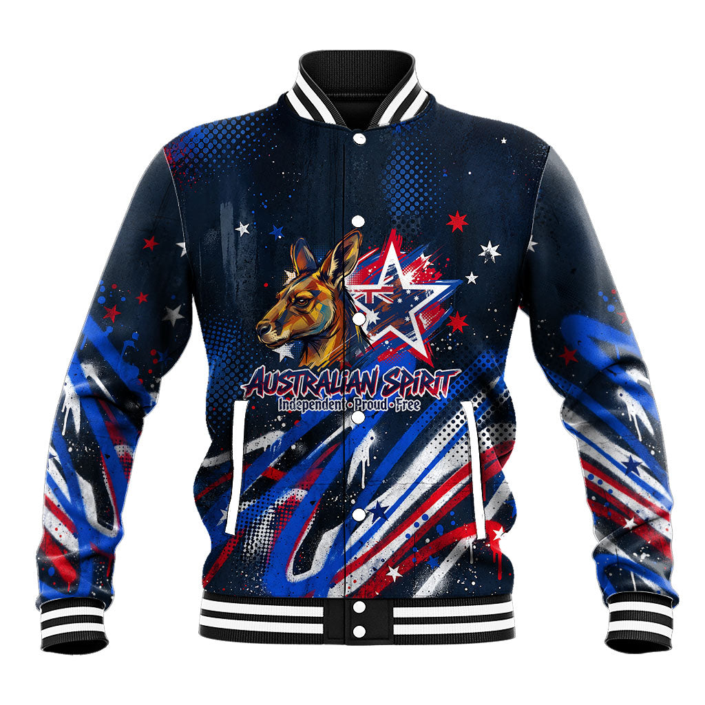 Australian National Flag Day Baseball Jacket Kangaroo Mascot and Country Map