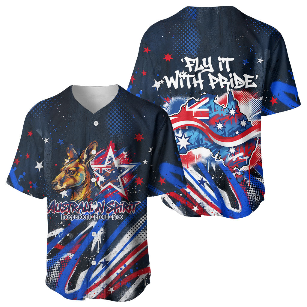 Australian National Flag Day Baseball Jersey Kangaroo Mascot and Country Map