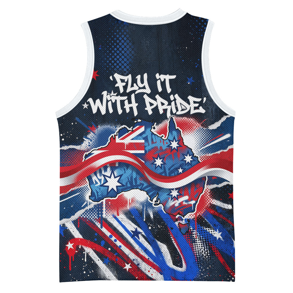 Australian National Flag Day Basketball Jersey Kangaroo Mascot and Country Map