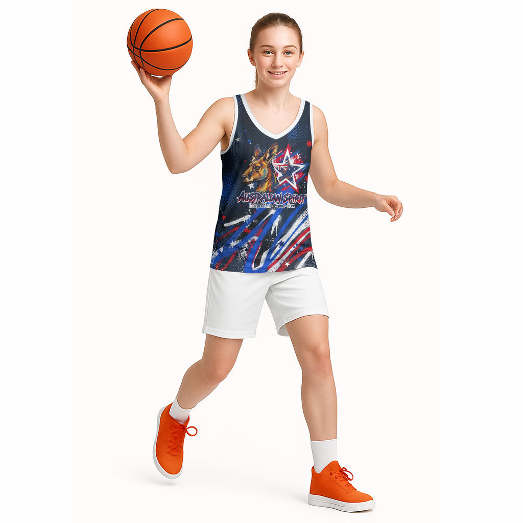 Australian National Flag Day Basketball Jersey Kangaroo Mascot and Country Map