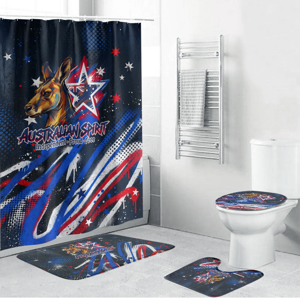 Australian National Flag Day Bathroom Set Kangaroo Mascot and Country Map