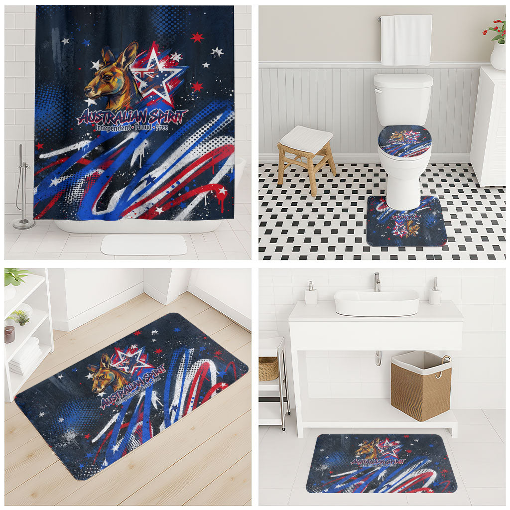 Australian National Flag Day Bathroom Set Kangaroo Mascot and Country Map
