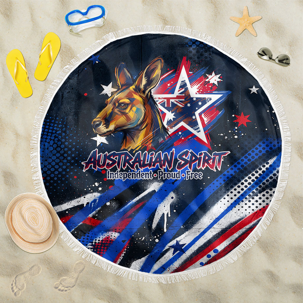 Australian National Flag Day Beach Blanket Kangaroo Mascot and Country Map