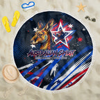 Australian National Flag Day Beach Blanket Kangaroo Mascot and Country Map