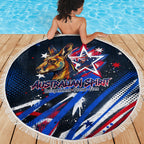 Australian National Flag Day Beach Blanket Kangaroo Mascot and Country Map