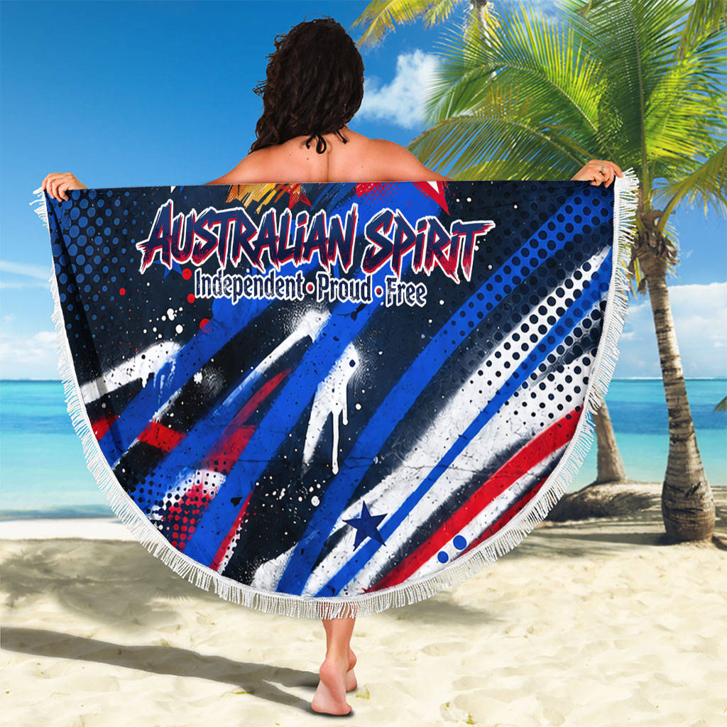Australian National Flag Day Beach Blanket Kangaroo Mascot and Country Map