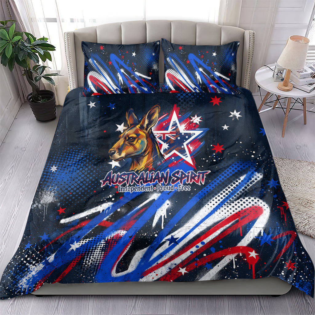 Australian National Flag Day Bedding Set Kangaroo Mascot and Country Map