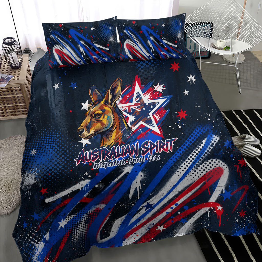 Australian National Flag Day Bedding Set Kangaroo Mascot and Country Map
