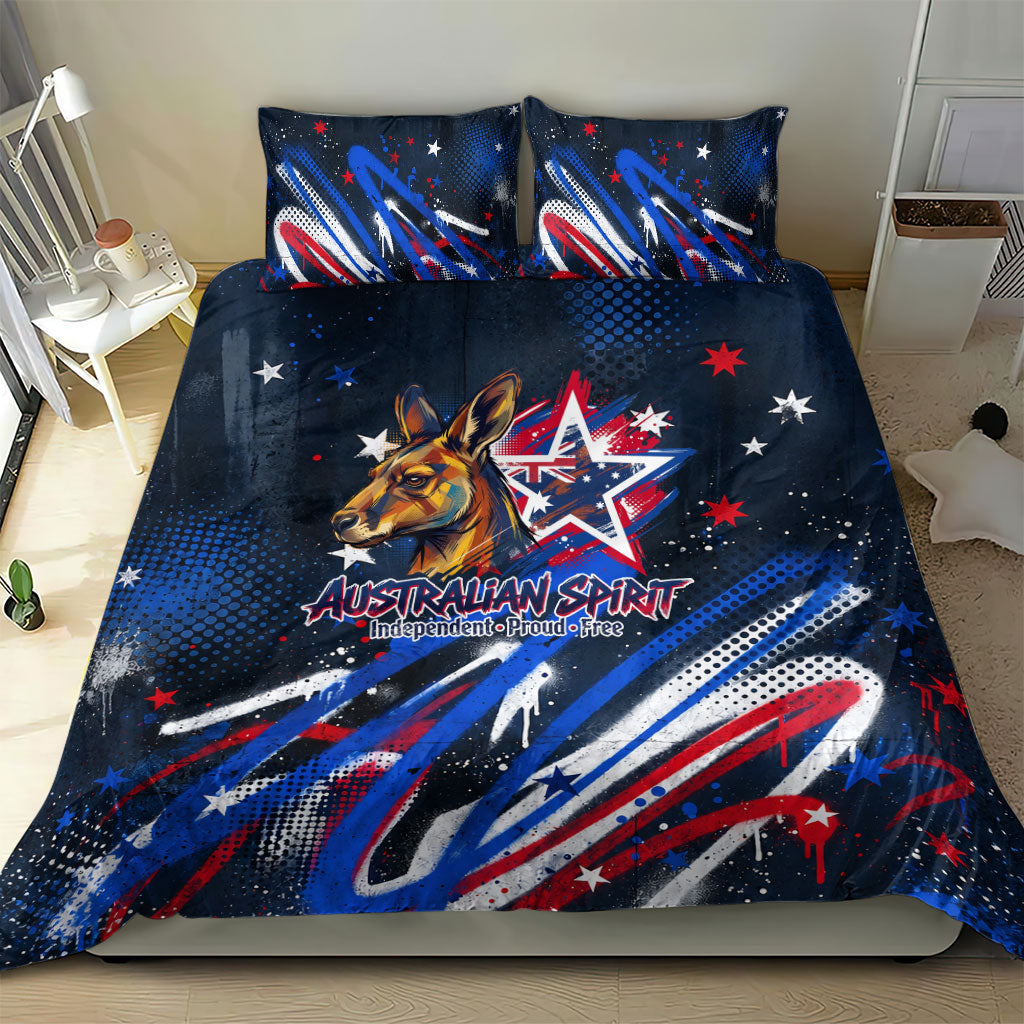 Australian National Flag Day Bedding Set Kangaroo Mascot and Country Map