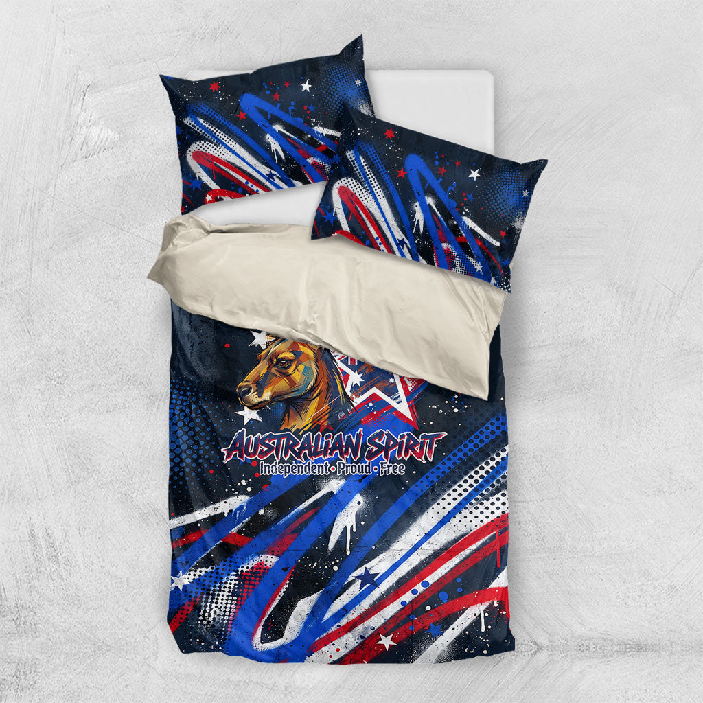 Australian National Flag Day Bedding Set Kangaroo Mascot and Country Map