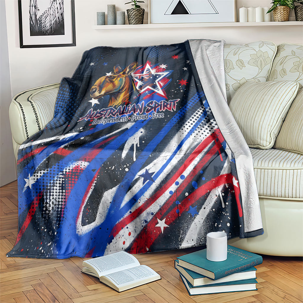 Australian National Flag Day Blanket Kangaroo Mascot and Country Map