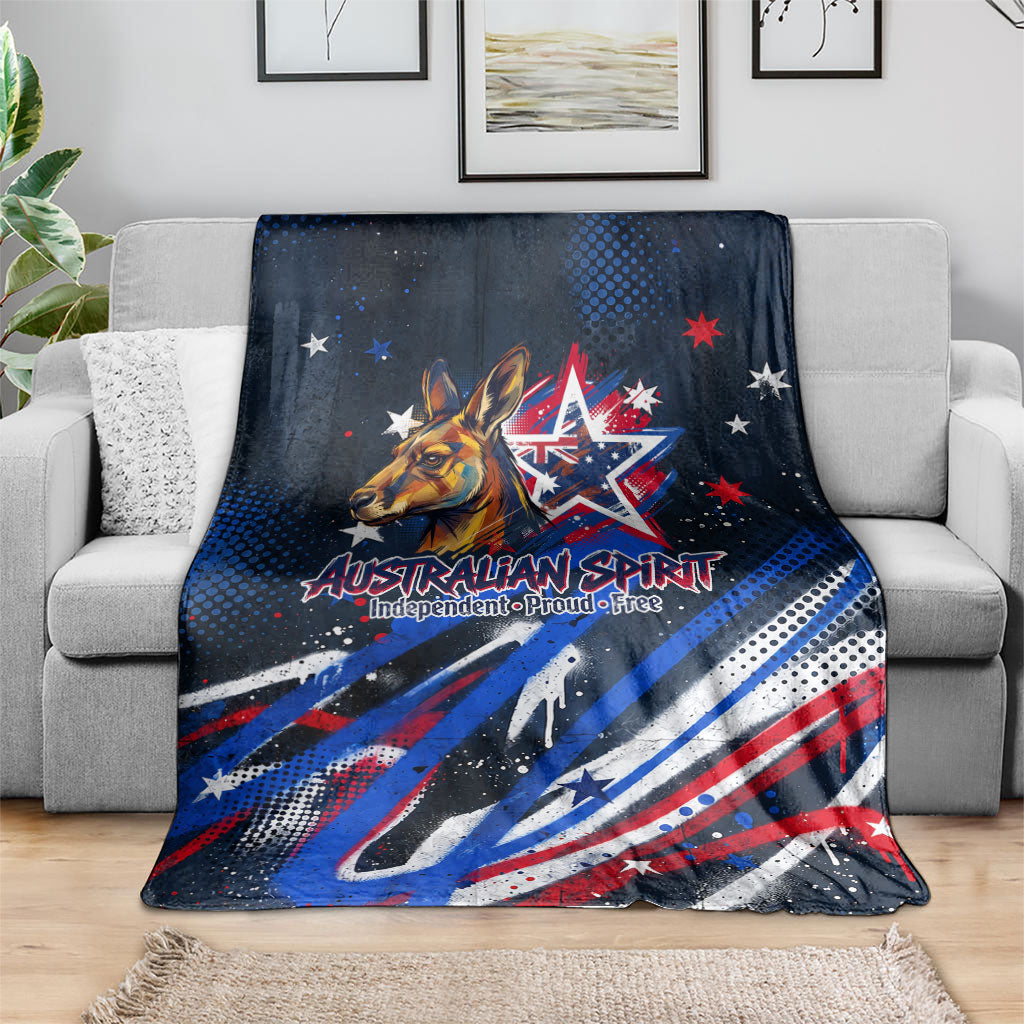 Australian National Flag Day Blanket Kangaroo Mascot and Country Map