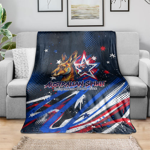Australian National Flag Day Blanket Kangaroo Mascot and Country Map