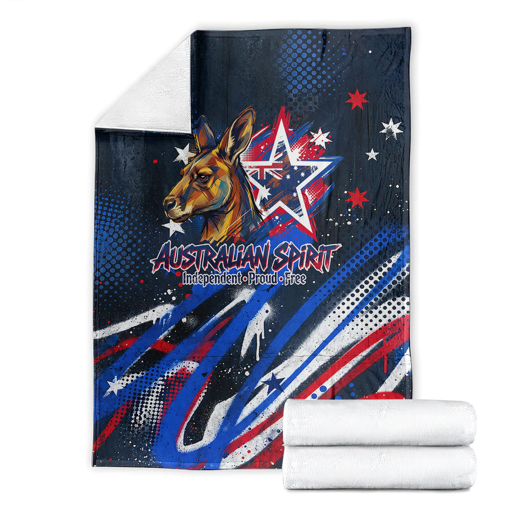 Australian National Flag Day Blanket Kangaroo Mascot and Country Map