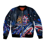 Australian National Flag Day Bomber Jacket Kangaroo Mascot and Country Map