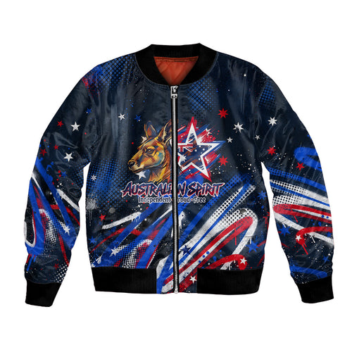Australian National Flag Day Bomber Jacket Kangaroo Mascot and Country Map