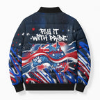 Australian National Flag Day Bomber Puffer Jacket Kangaroo Mascot and Country Map