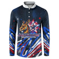 Australian National Flag Day Button Sweatshirt Kangaroo Mascot and Country Map