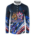 Australian National Flag Day Button Sweatshirt Kangaroo Mascot and Country Map