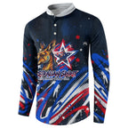 Australian National Flag Day Button Sweatshirt Kangaroo Mascot and Country Map