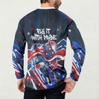 Australian National Flag Day Button Sweatshirt Kangaroo Mascot and Country Map