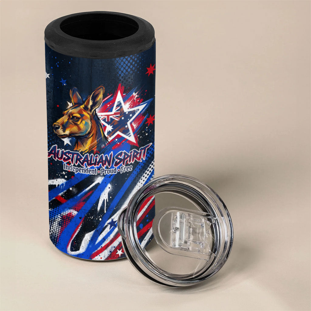 Australian National Flag Day 4 in 1 Can Cooler Tumbler Kangaroo Mascot and Country Map