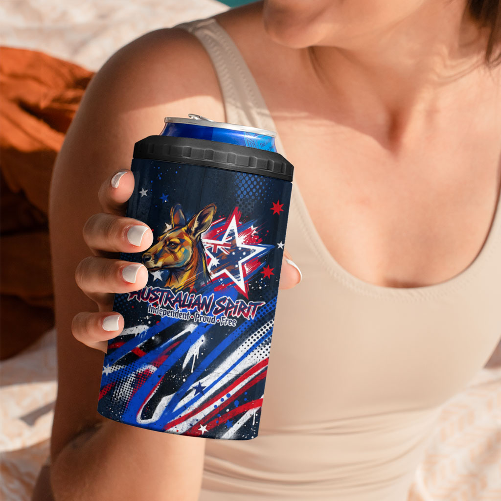 Australian National Flag Day 4 in 1 Can Cooler Tumbler Kangaroo Mascot and Country Map