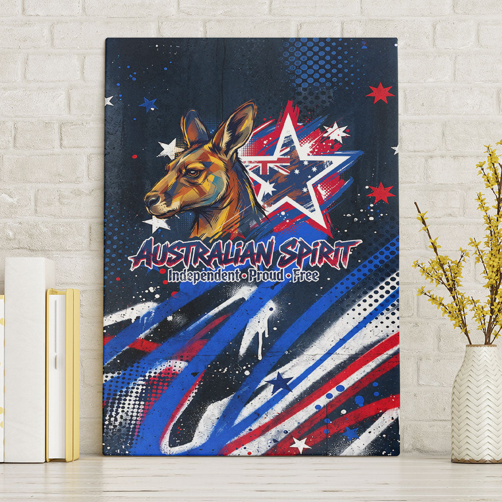 Australian National Flag Day Canvas Wall Art Kangaroo Mascot and Country Map