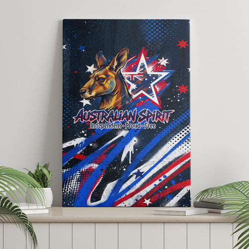 Australian National Flag Day Canvas Wall Art Kangaroo Mascot and Country Map