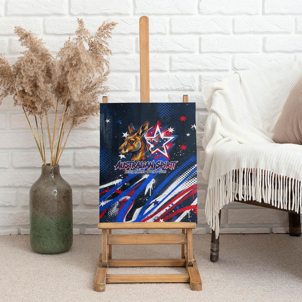 Australian National Flag Day Canvas Wall Art Kangaroo Mascot and Country Map