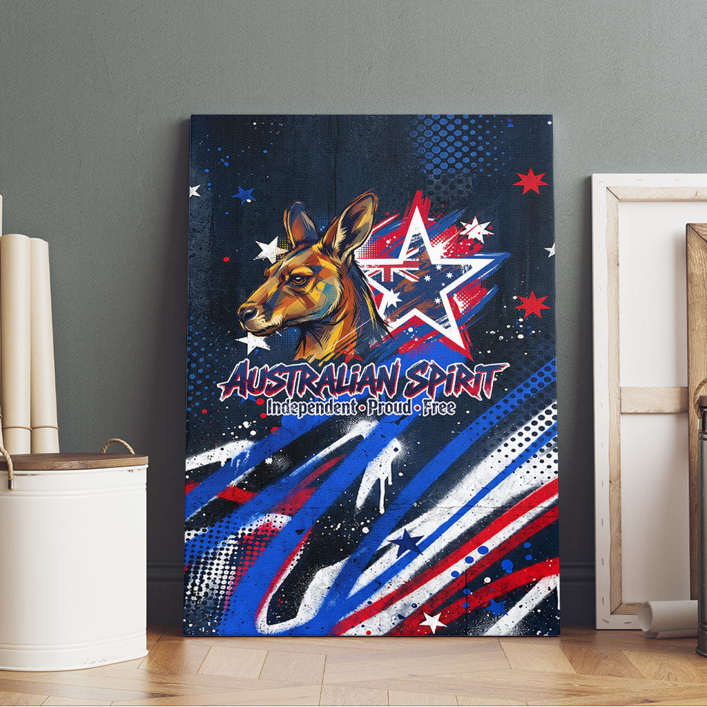 Australian National Flag Day Canvas Wall Art Kangaroo Mascot and Country Map