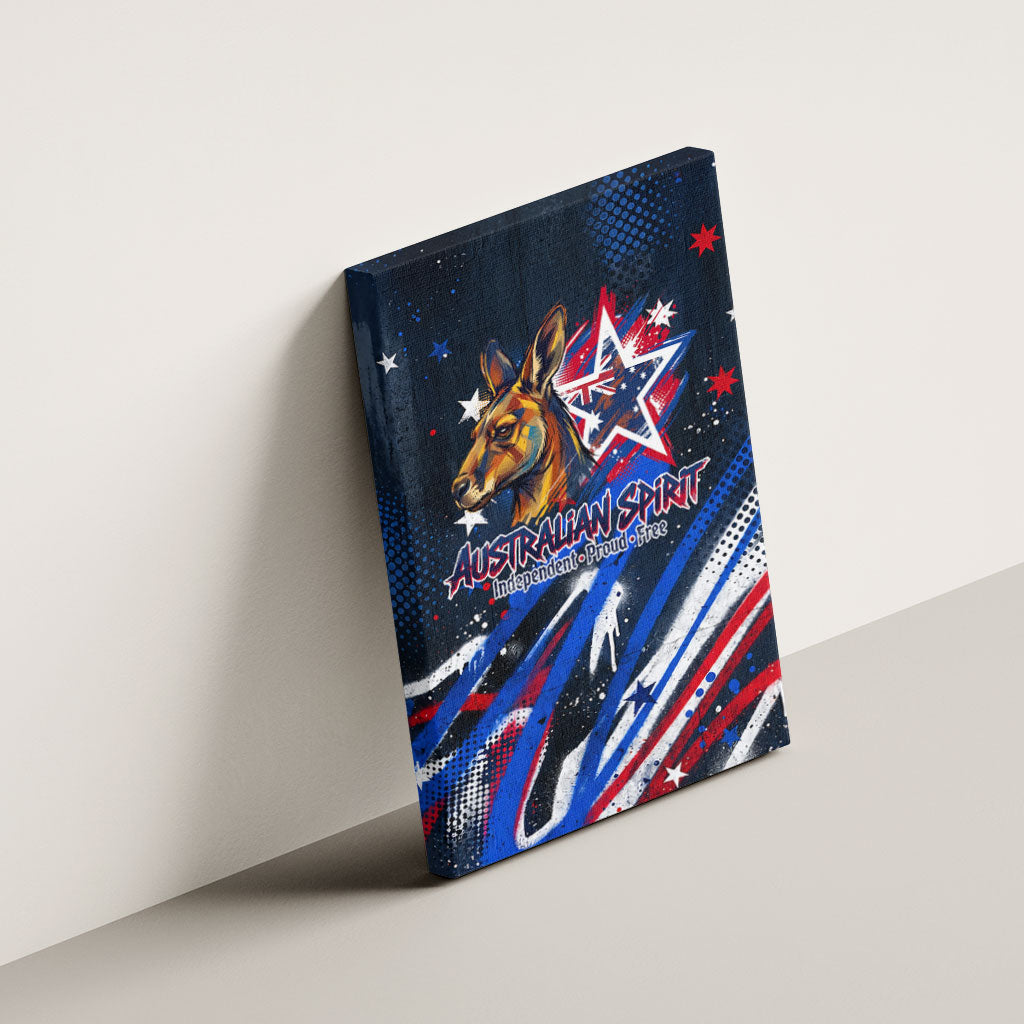 Australian National Flag Day Canvas Wall Art Kangaroo Mascot and Country Map