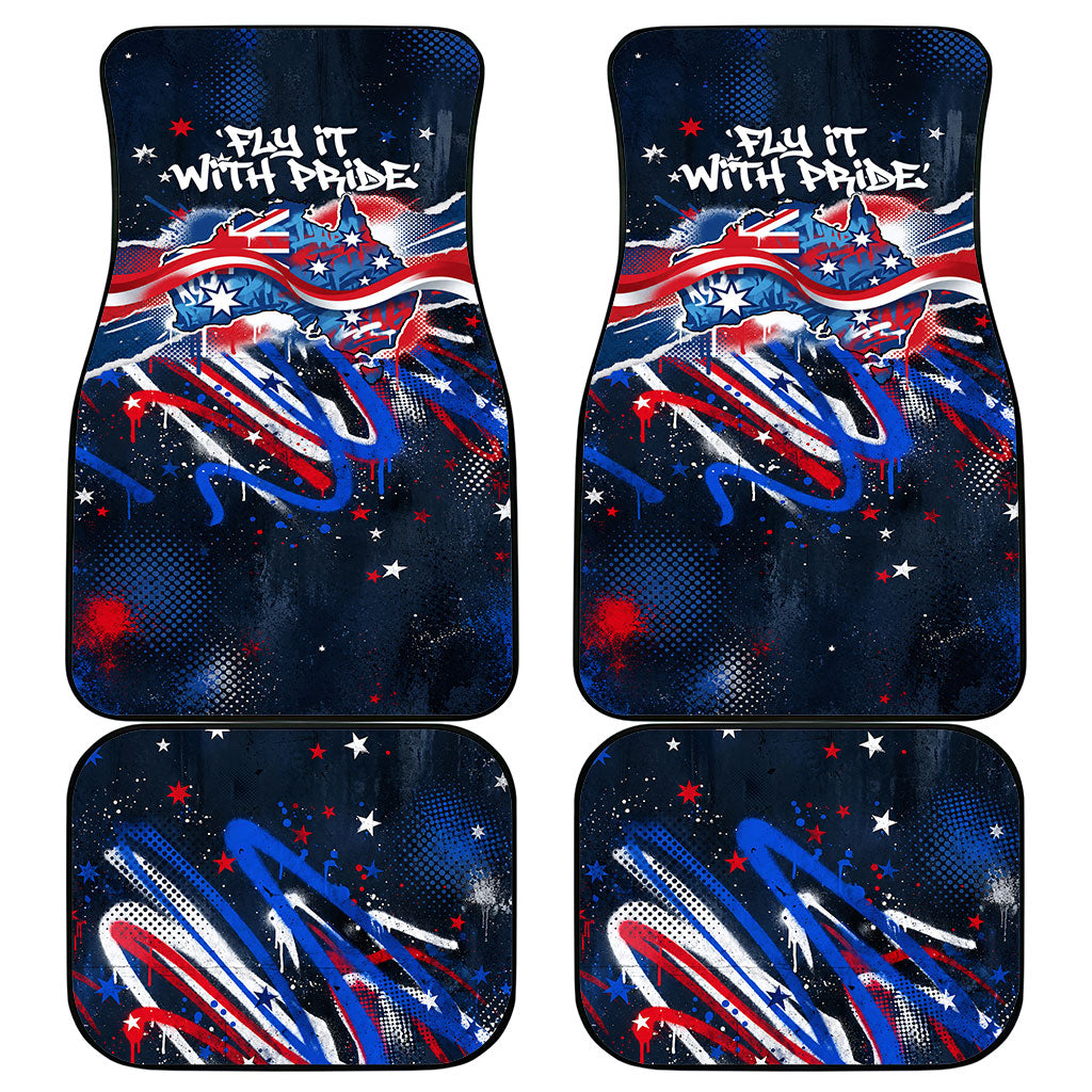 Australian National Flag Day Car Mats Kangaroo Mascot and Country Map