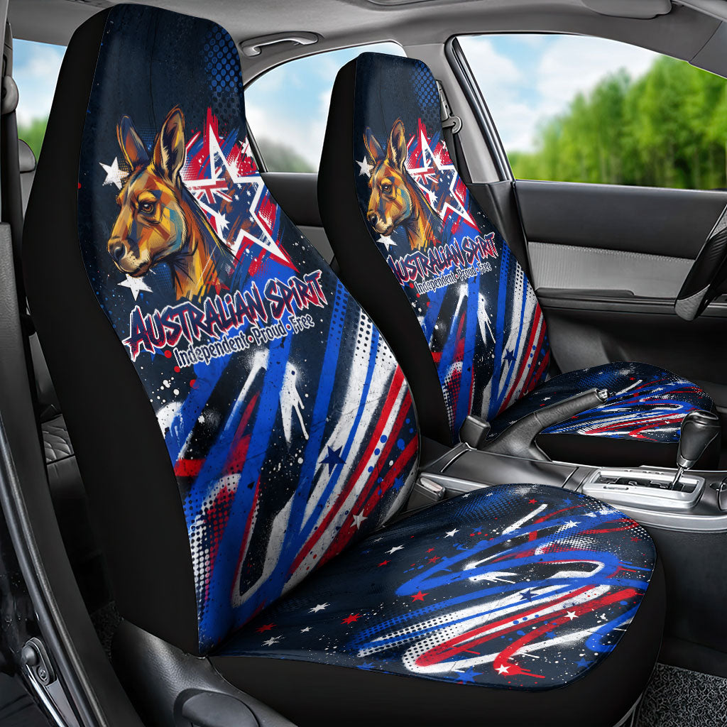 Australian National Flag Day Car Seat Cover Kangaroo Mascot and Country Map