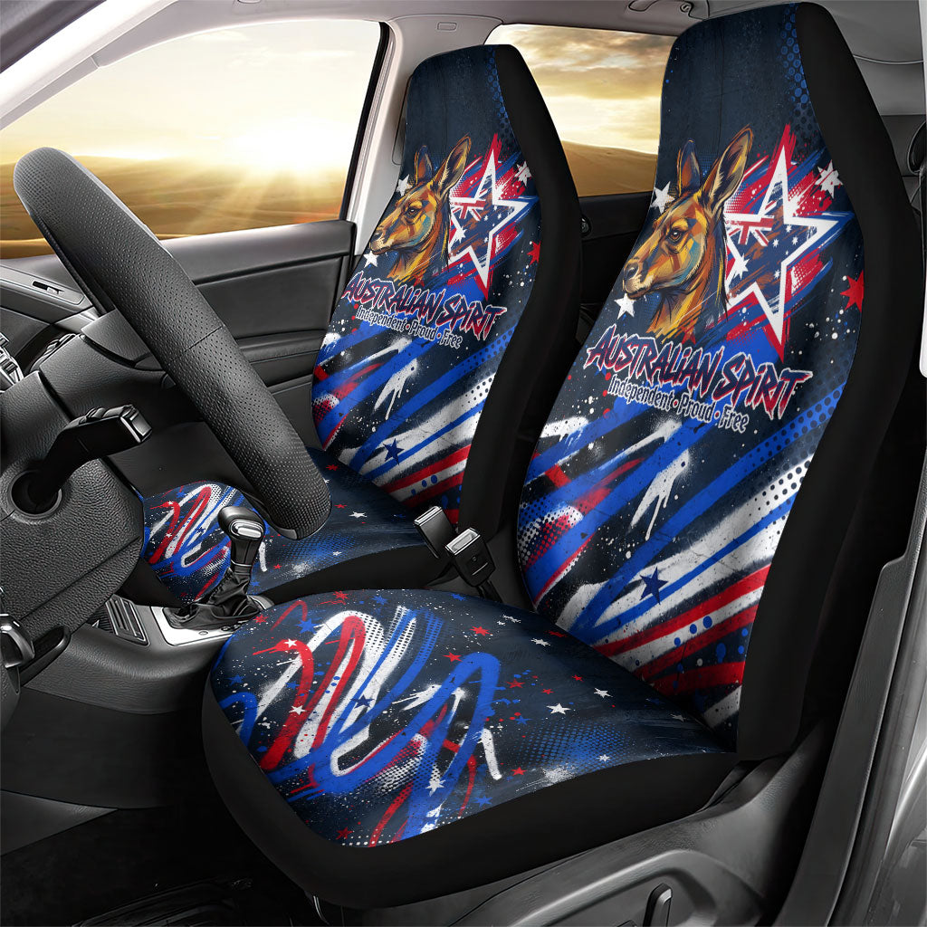 Australian National Flag Day Car Seat Cover Kangaroo Mascot and Country Map