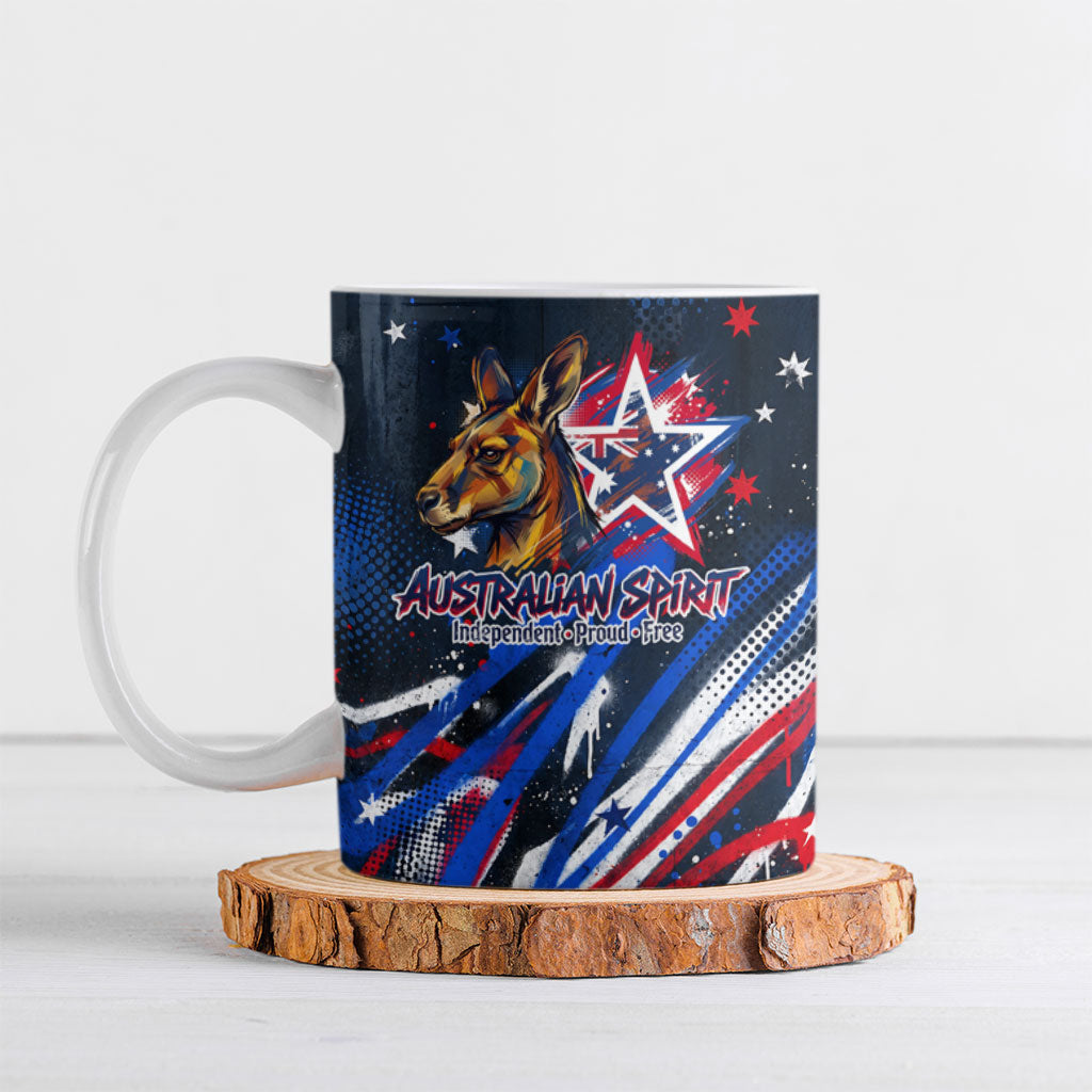 Australian National Flag Day Ceramic Mug Kangaroo Mascot and Country Map