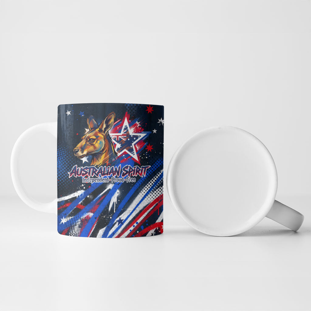 Australian National Flag Day Ceramic Mug Kangaroo Mascot and Country Map