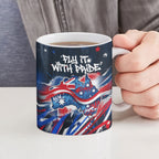 Australian National Flag Day Ceramic Mug Kangaroo Mascot and Country Map