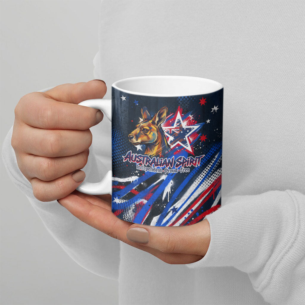 Australian National Flag Day Ceramic Mug Kangaroo Mascot and Country Map