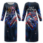 Australian National Flag Day Couples Matching Long Sleeve Bodycon Dress and Hawaiian Shirt Kangaroo Mascot and Country Map