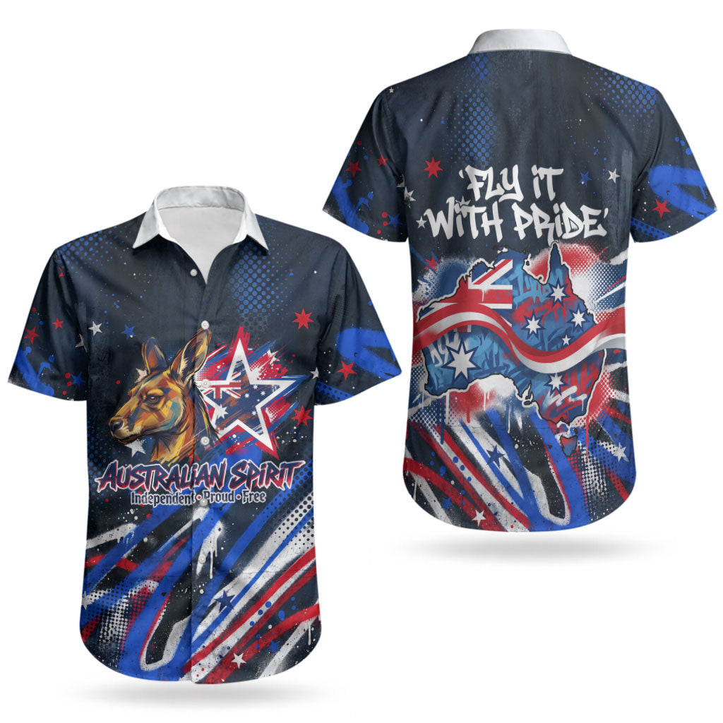 Australian National Flag Day Couples Matching Off Shoulder Maxi Dress and Hawaiian Shirt Kangaroo Mascot and Country Map