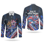Australian National Flag Day Couples Matching Off Shoulder Maxi Dress and Long Sleeve Button Shirt Kangaroo Mascot and Country Map